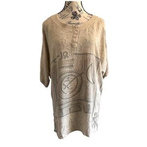 Beige Abstract Art Top – Papillon – Size M